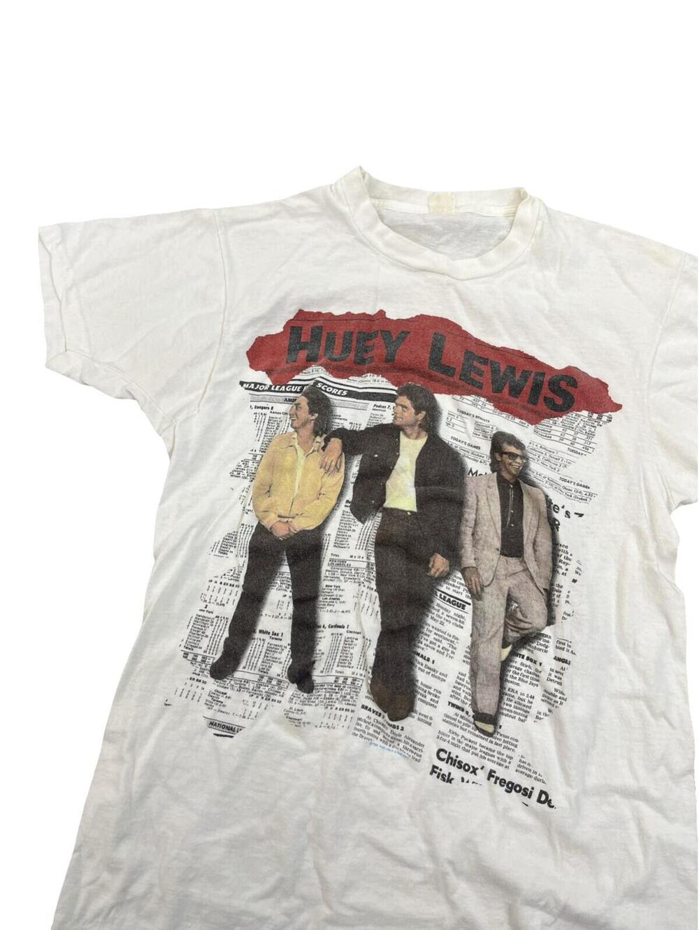 Vintage 80s Huey Lewis And The News Band Shirt White - Picture 2 of 3
